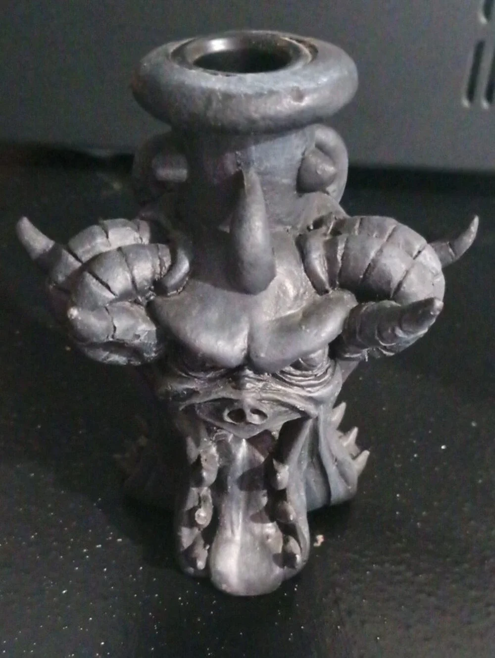 Dark Gray Gothic Ram Candle Holder - Home Accents